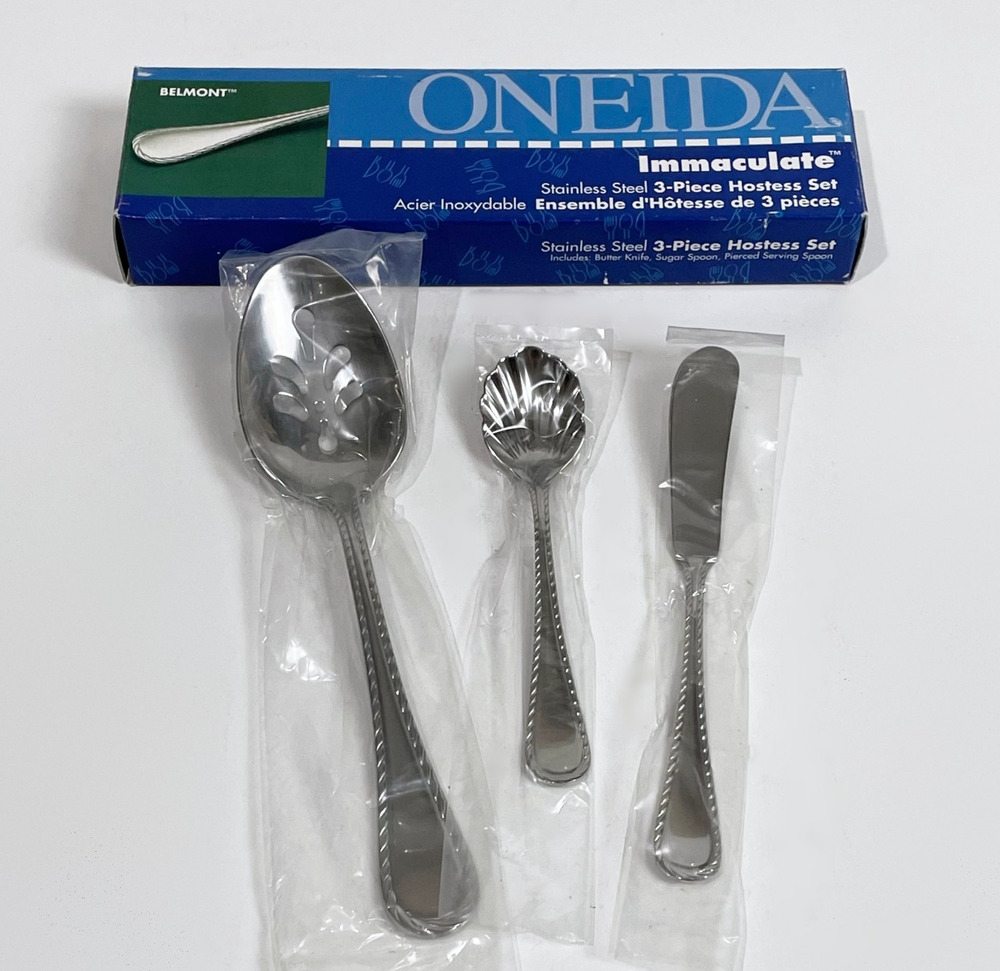 Oneida Belmont Immaculate Stainless Steel 3 Piece Hostess Set